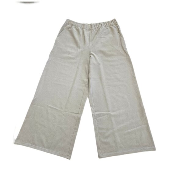 NWT Eileen Fisher Felted Wool Jersey Wide Leg Ankle Pant Chalk M - Picture 3 of 11